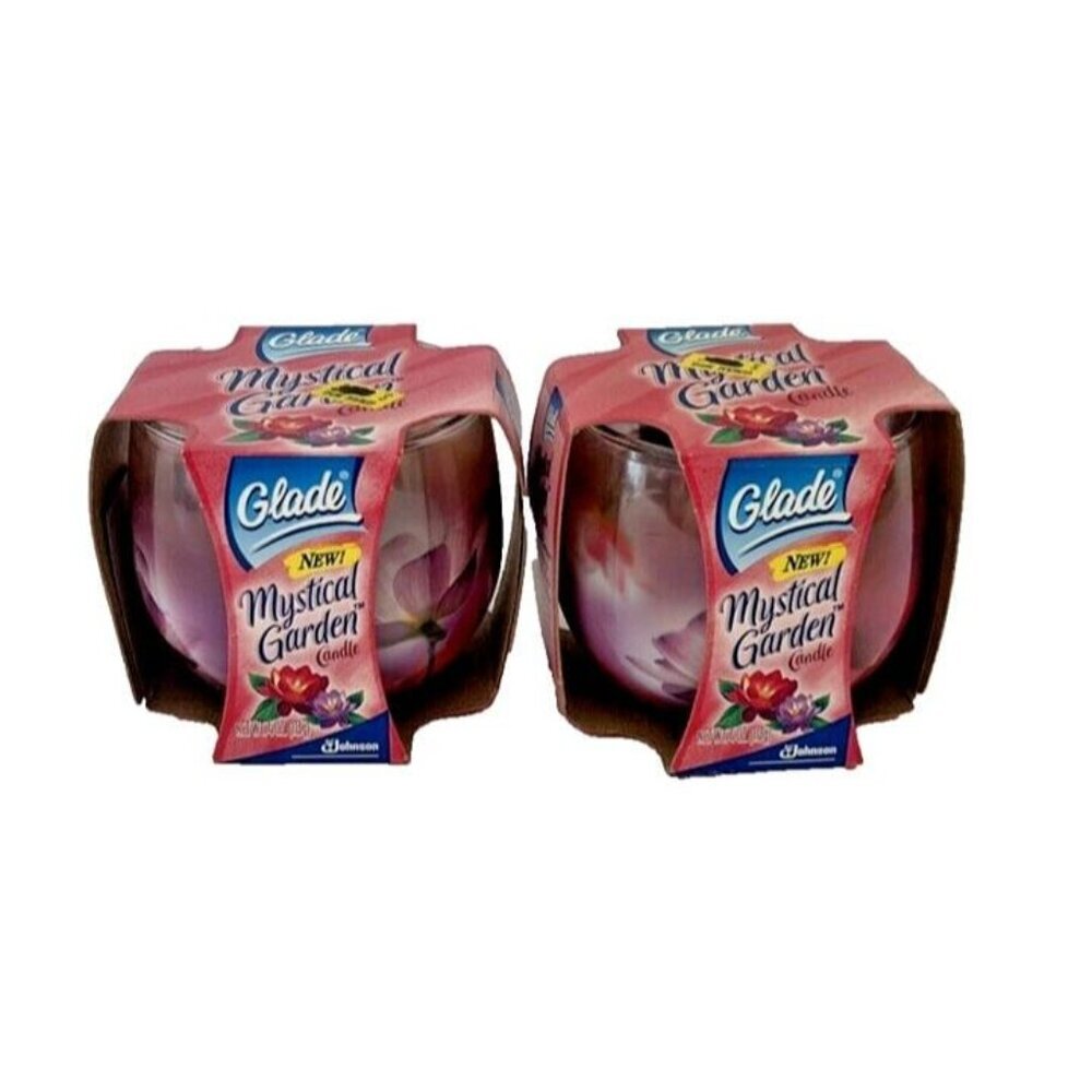 Lot of 2 New Vintage 2000 Discontinued Glade MYSTICAL GARDEN Scent 4oz Candles